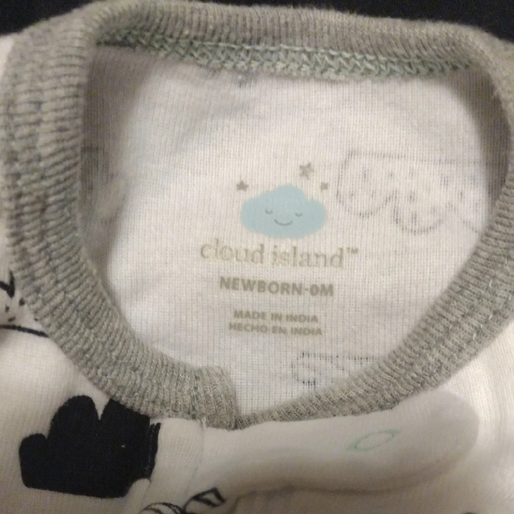 Cloud Island White and Black Footies One Pieces With Hand Mitts - Picture 5 of 5